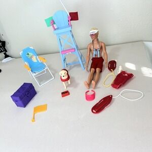 Baywatch Lifeguard Training Playset Toy Set With Ken Dog Missing Parts